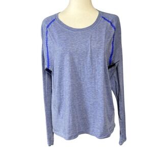 Lululemon Womens Long Sleeve Open Back Yoga Athletic Top Blue Medium